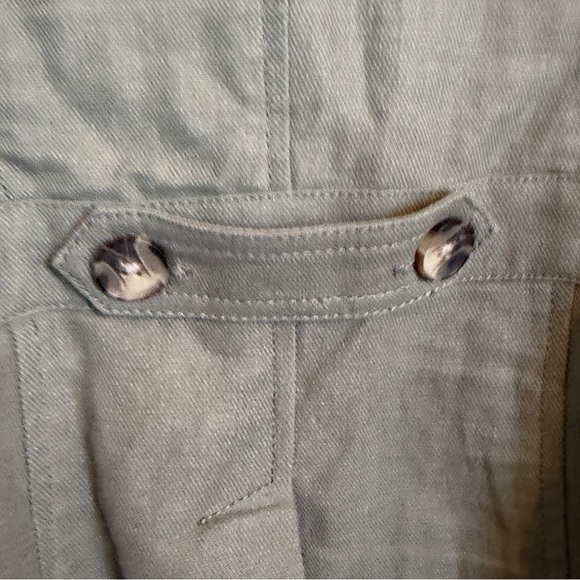 Anthropologie Hei Hei Blazer Jacket Sz 8 Sage Green Ruffle Hem Linen Blend - Picture 7 of 12